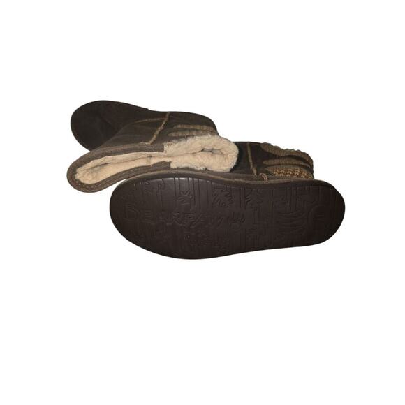 Bearpaw Boots Womens 11 Boshie Shearling Brown Leather Sheepskin Fur Knit Trim - Picture 4 of 5